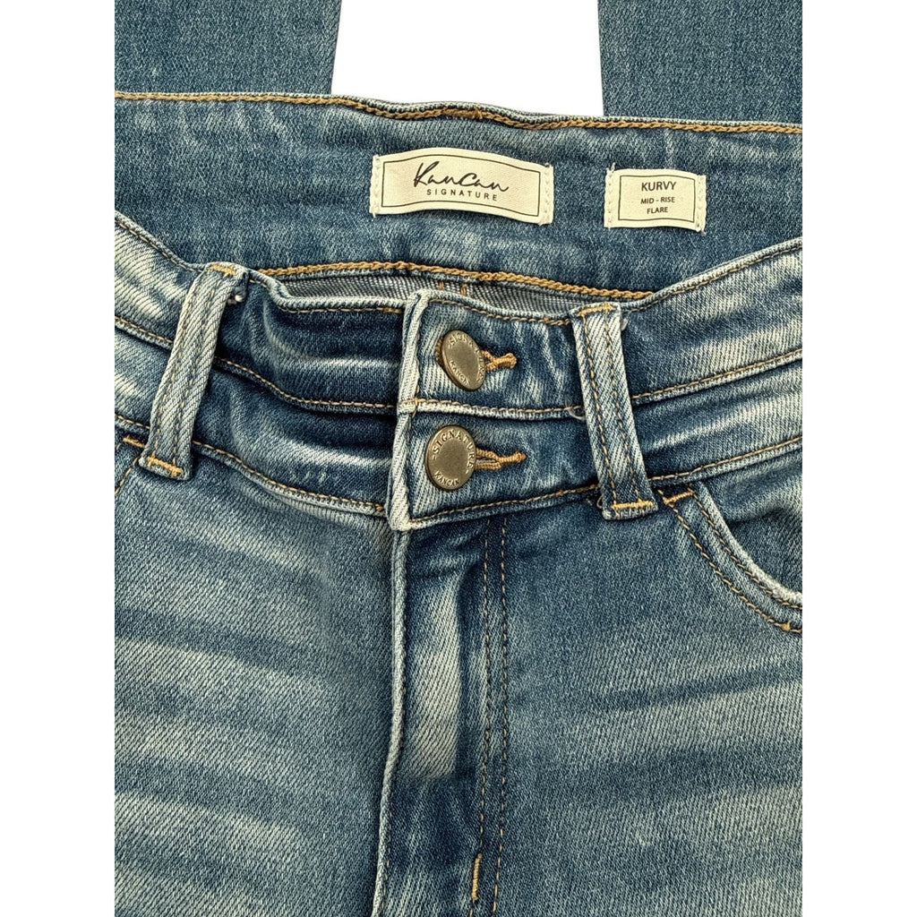 KanCan Signature Kurvy Mid-Rise Flare Distressed Jeans Size 29