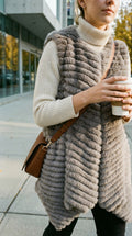 Love Token Gray Rabbit Fur Vest Size S