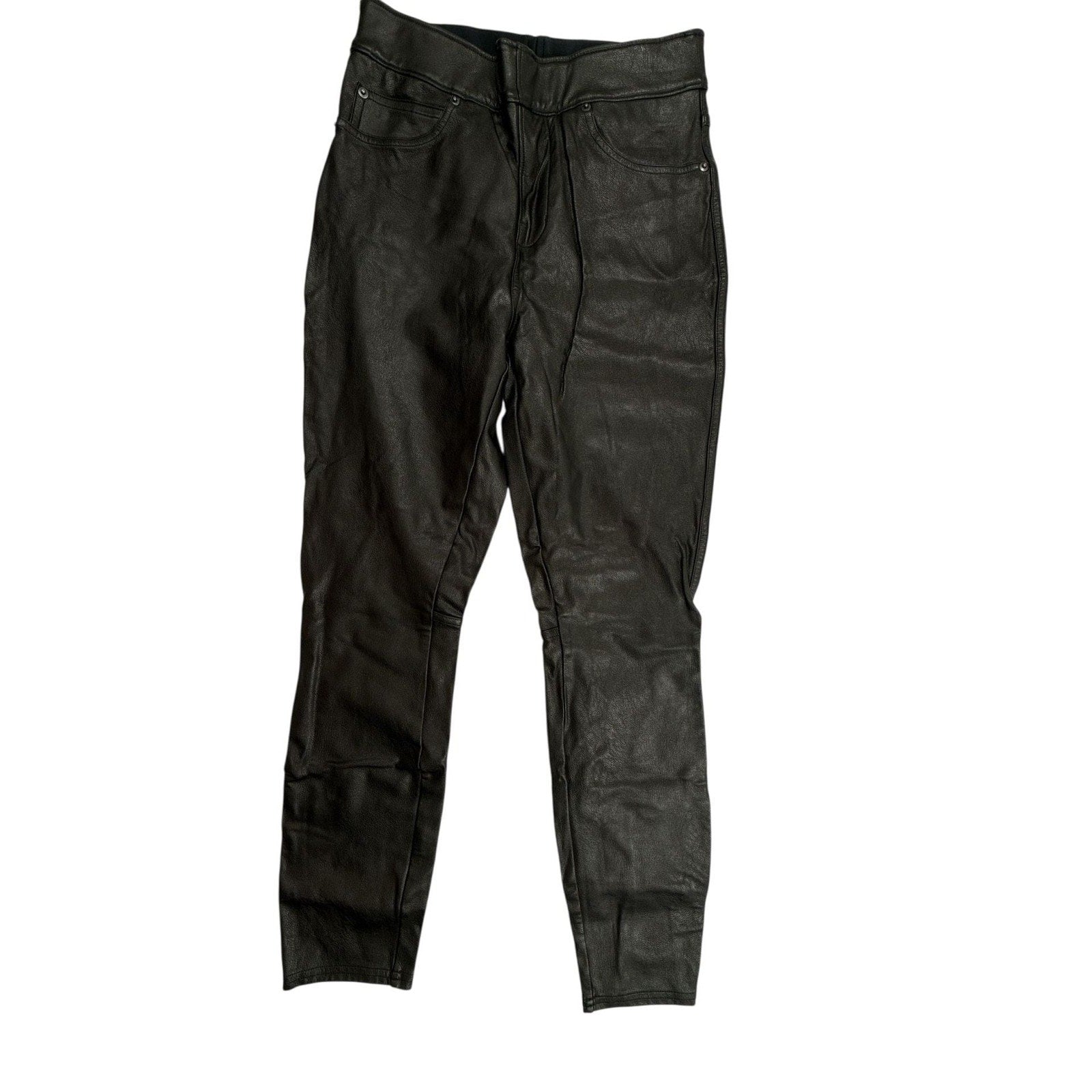 SPANX Faux Leather Like Ankle Skinny Pants in Black, Women's Size XS Petite