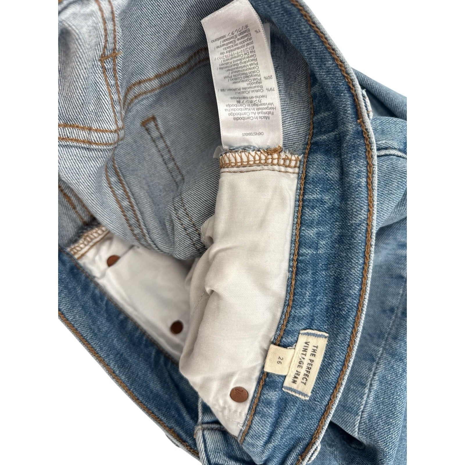 Madewell The Perfect Vintage Jean in Denman Wash Distressed Size 26