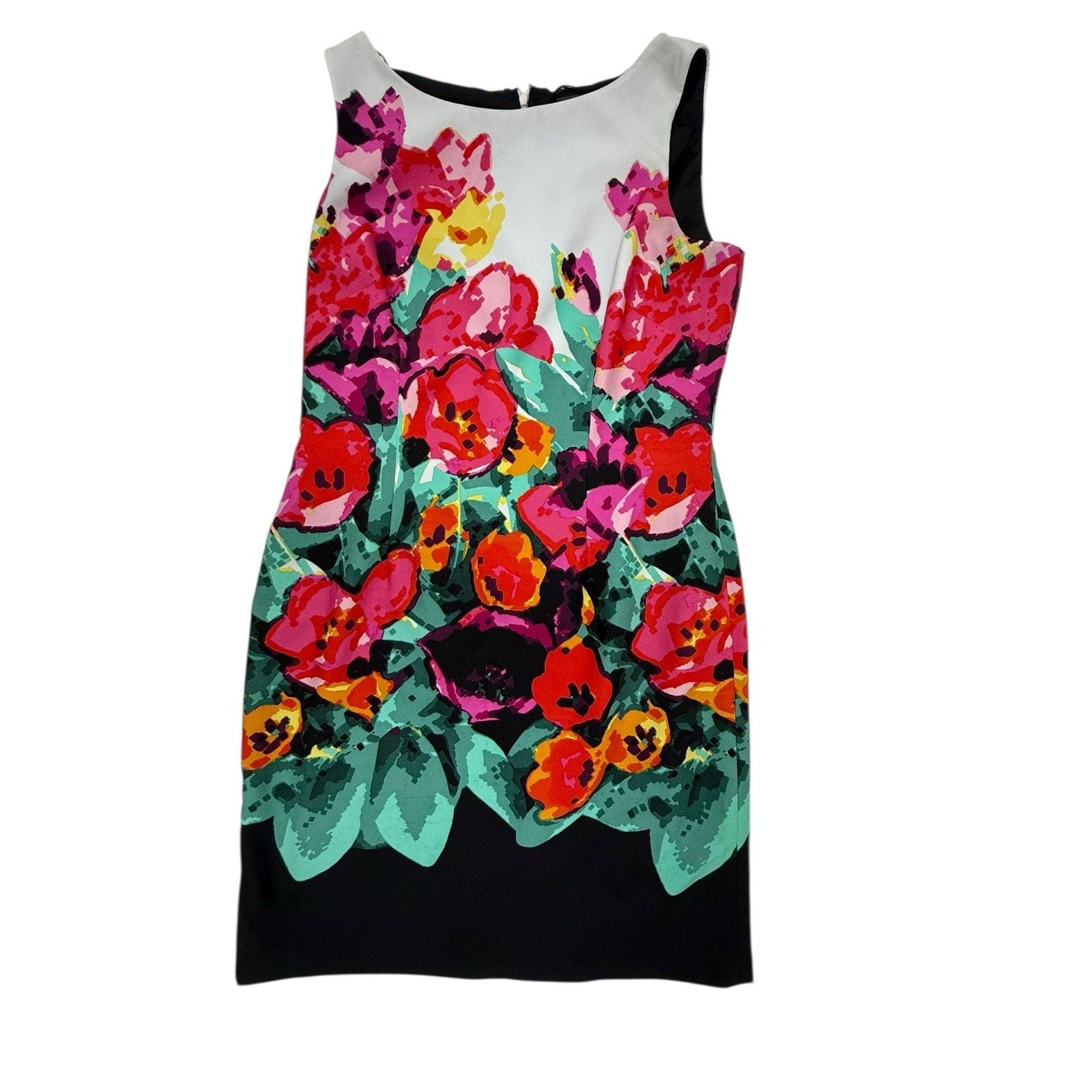Adrianna Papell Women's Size 12 Vibrant Watercolor Floral Sheath Dress Sleeveles
