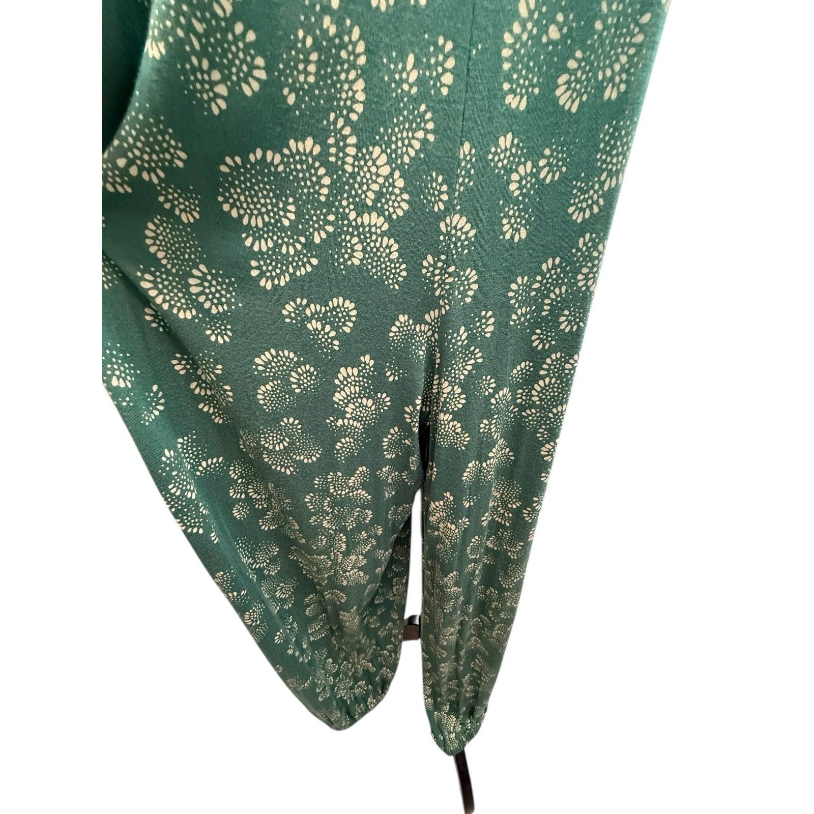 Anthropologie Women's XS Weekend Sleep Lounge Jumpsuit Green Floral