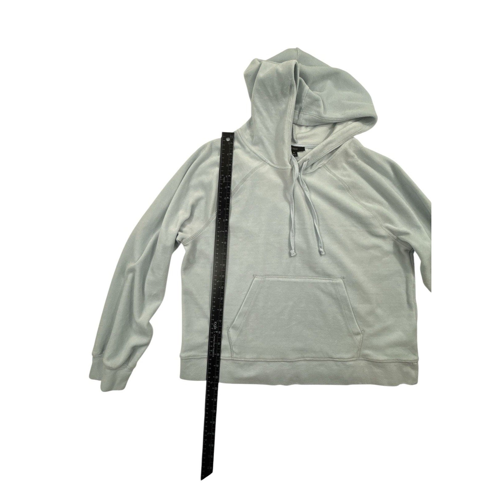 J.Crew Women's Pale Blue Velour Raglan Pullover Hoodie