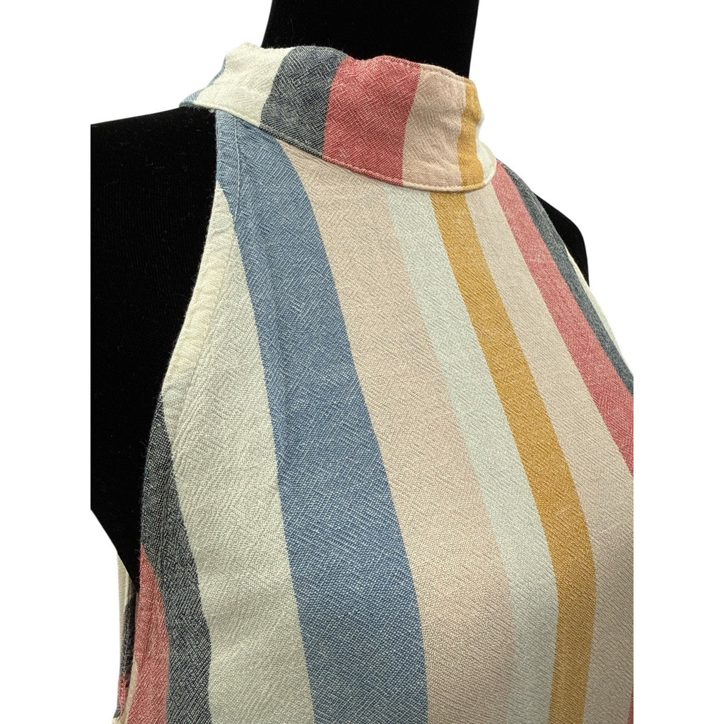 Anthropologie Cloth & Stone Dress Women Striped Linen Blend Bohemian Size L