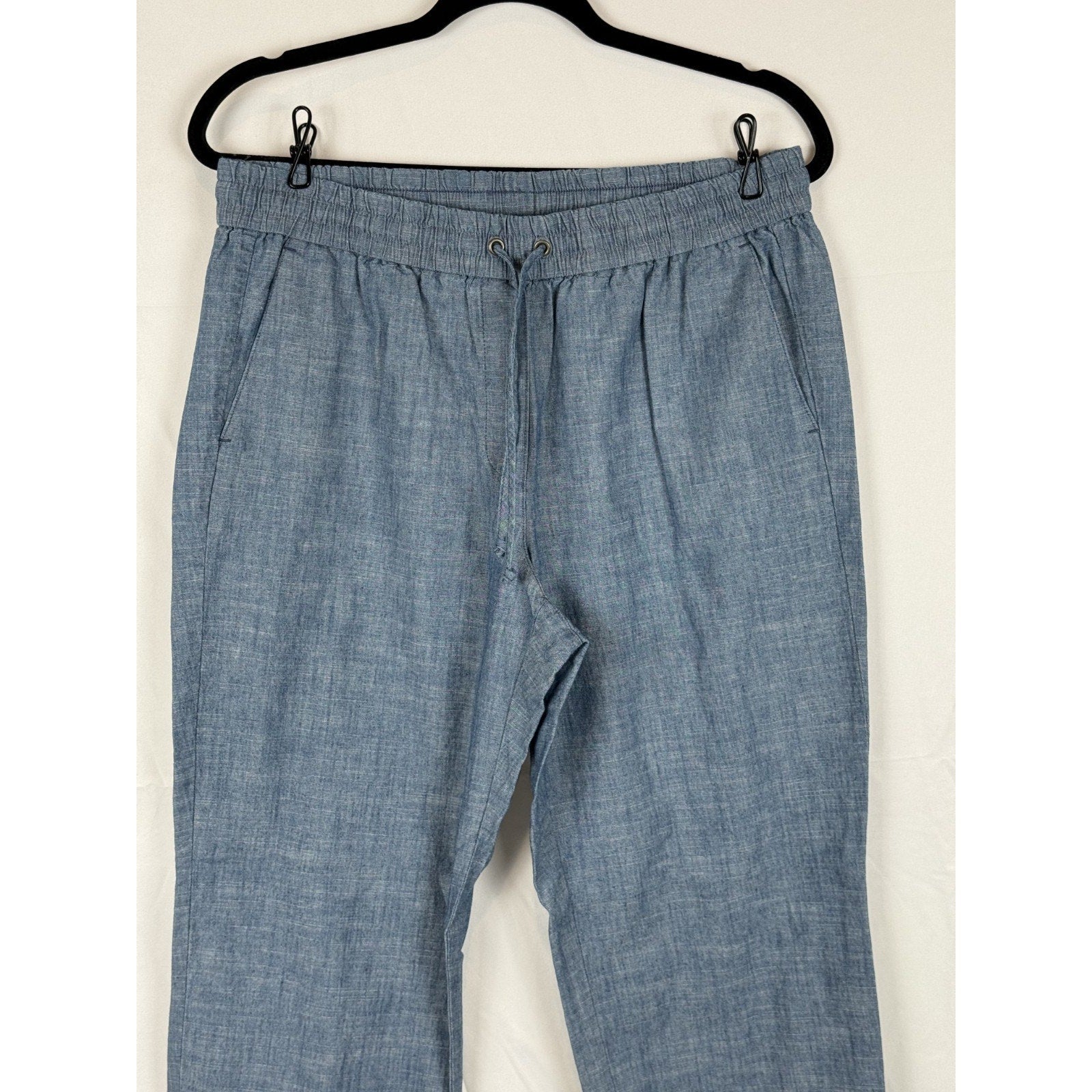 J.Crew Womens Seaside Chambray Drawstring Pants Size 10 Blue Tapered Cuffed
