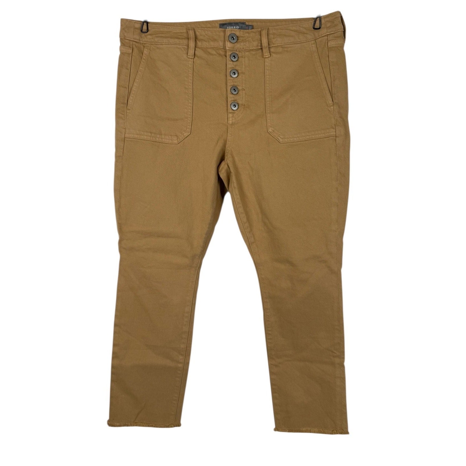 Torrid Cropped Mustard Tan Button-Fly Pants. Size 10