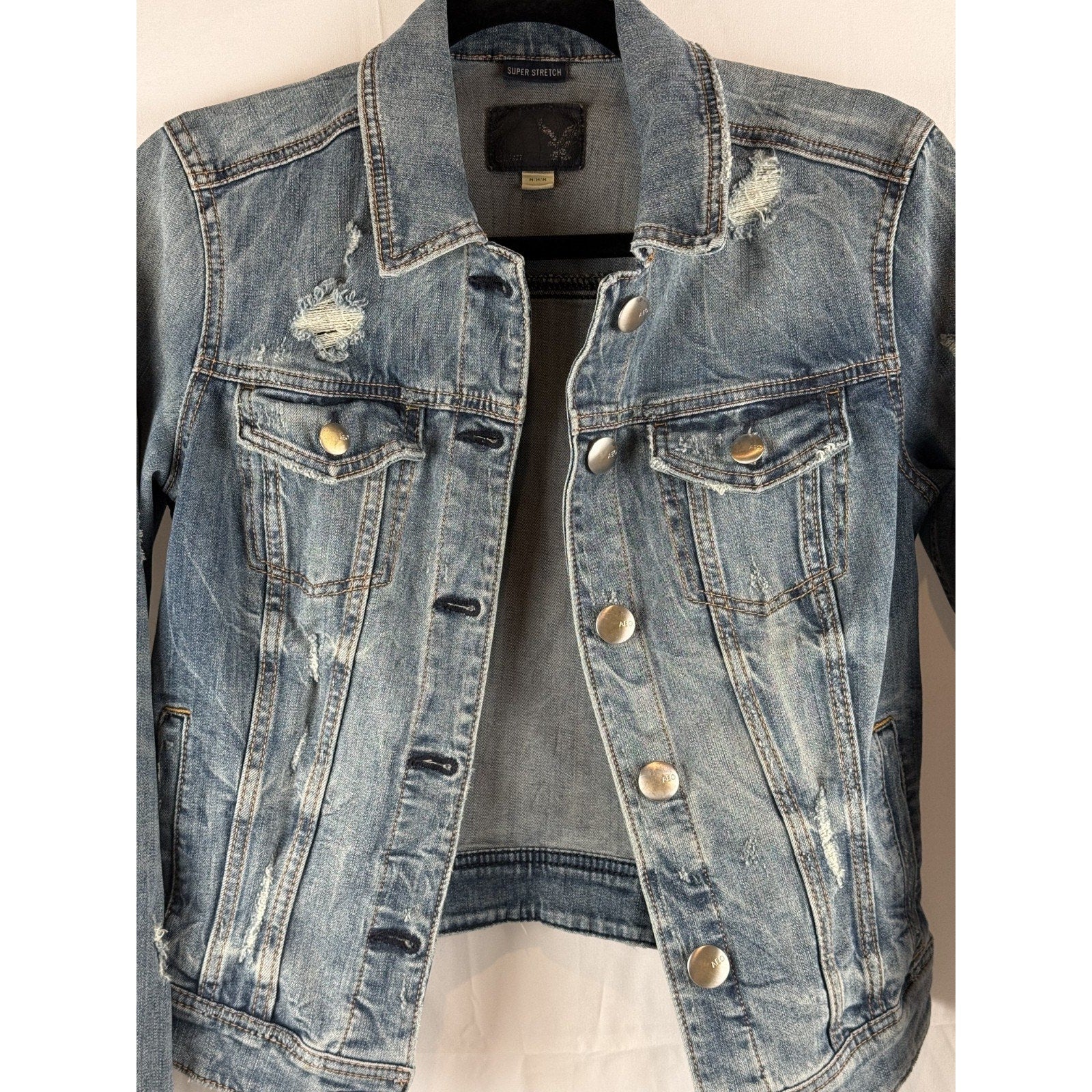 Womens American Eagle Super Stretch Denim Jean Jacket Size M
