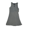 Ann Taylor LOFT Navy and White Geometric Print Sleeveless Keyhole Swing Dress
