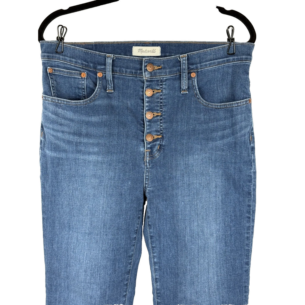 Madewell Denim Cali Demi Boot Cut High Rise Crop Jeans Raw Hem Size 31