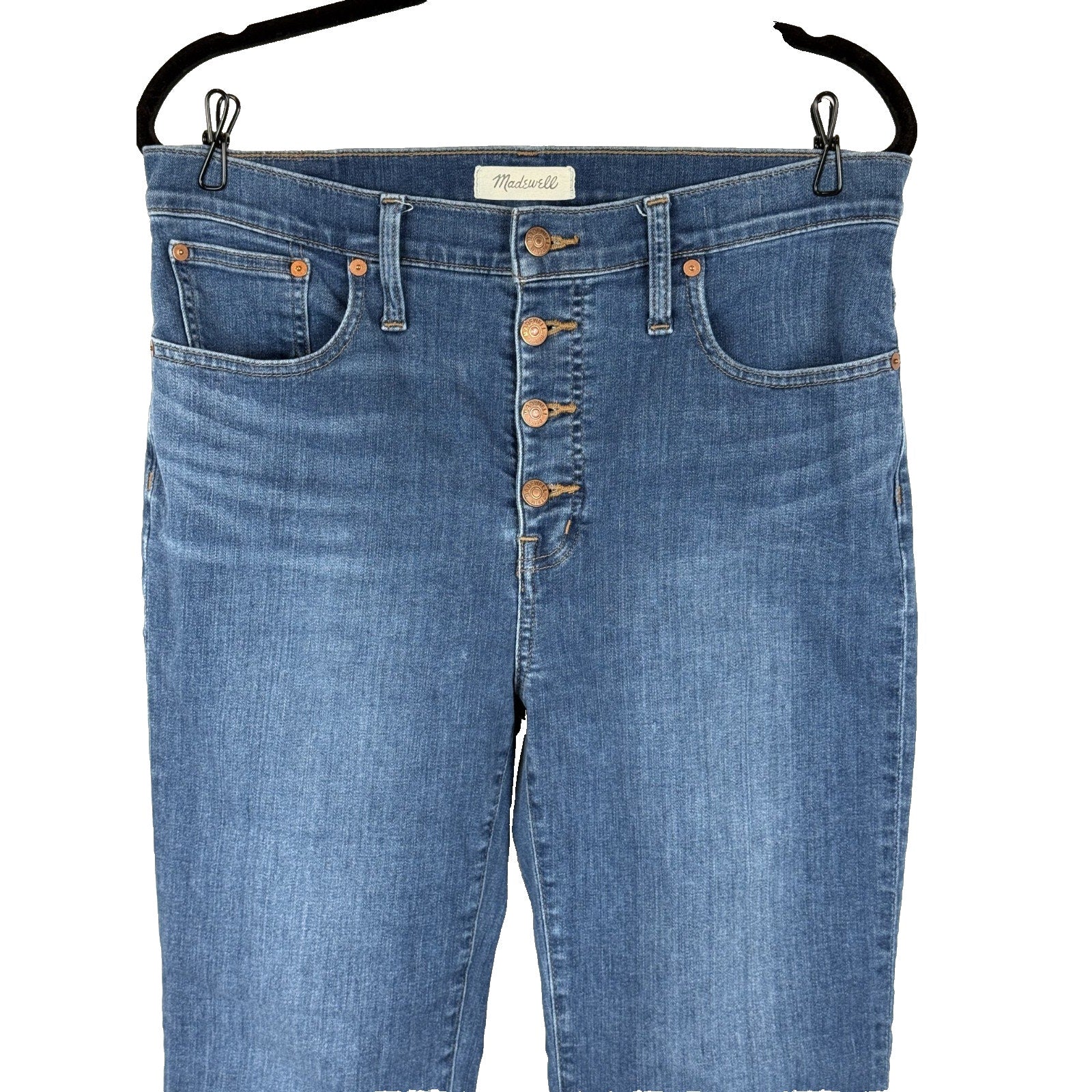 Madewell Denim Cali Demi Boot Cut High Rise Crop Jeans Raw Hem Size 31