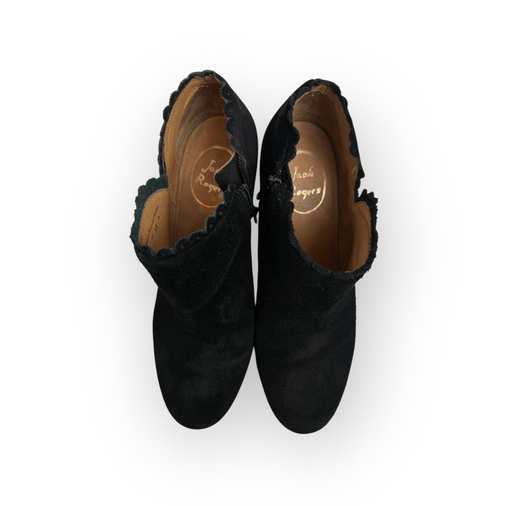 Jack Rogers 'Marianne' Women's 8M Scalloped Black Suede Bootie Ankle Boot