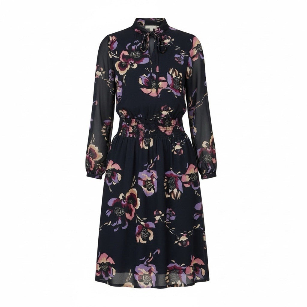 J.Crew Women's Navy Floral print smocked-waist dress Size XS NWTs