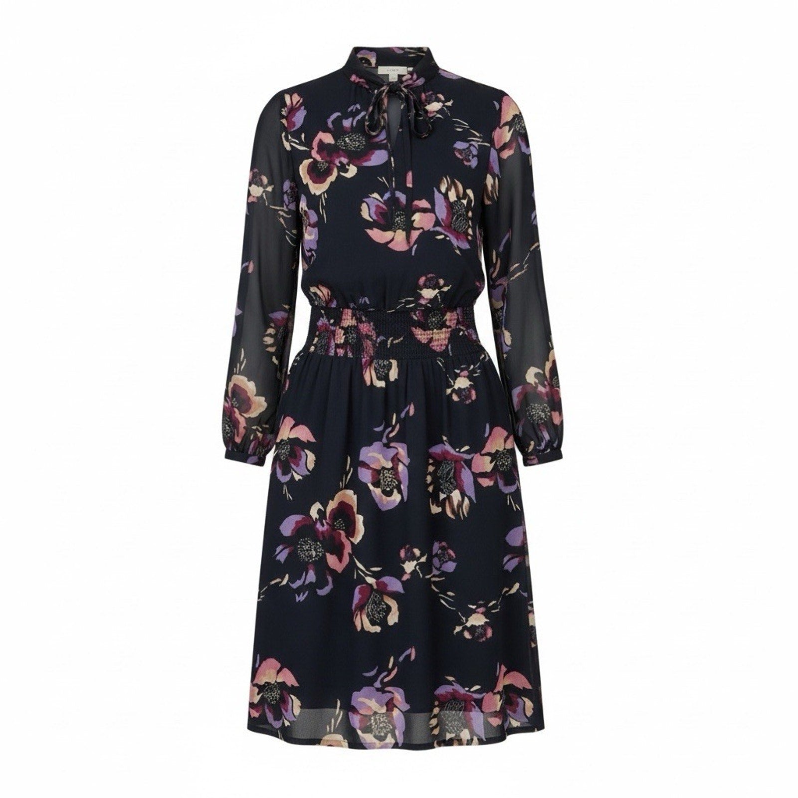 J.Crew Women's Navy Floral print smocked-waist dress Size XS NWTs