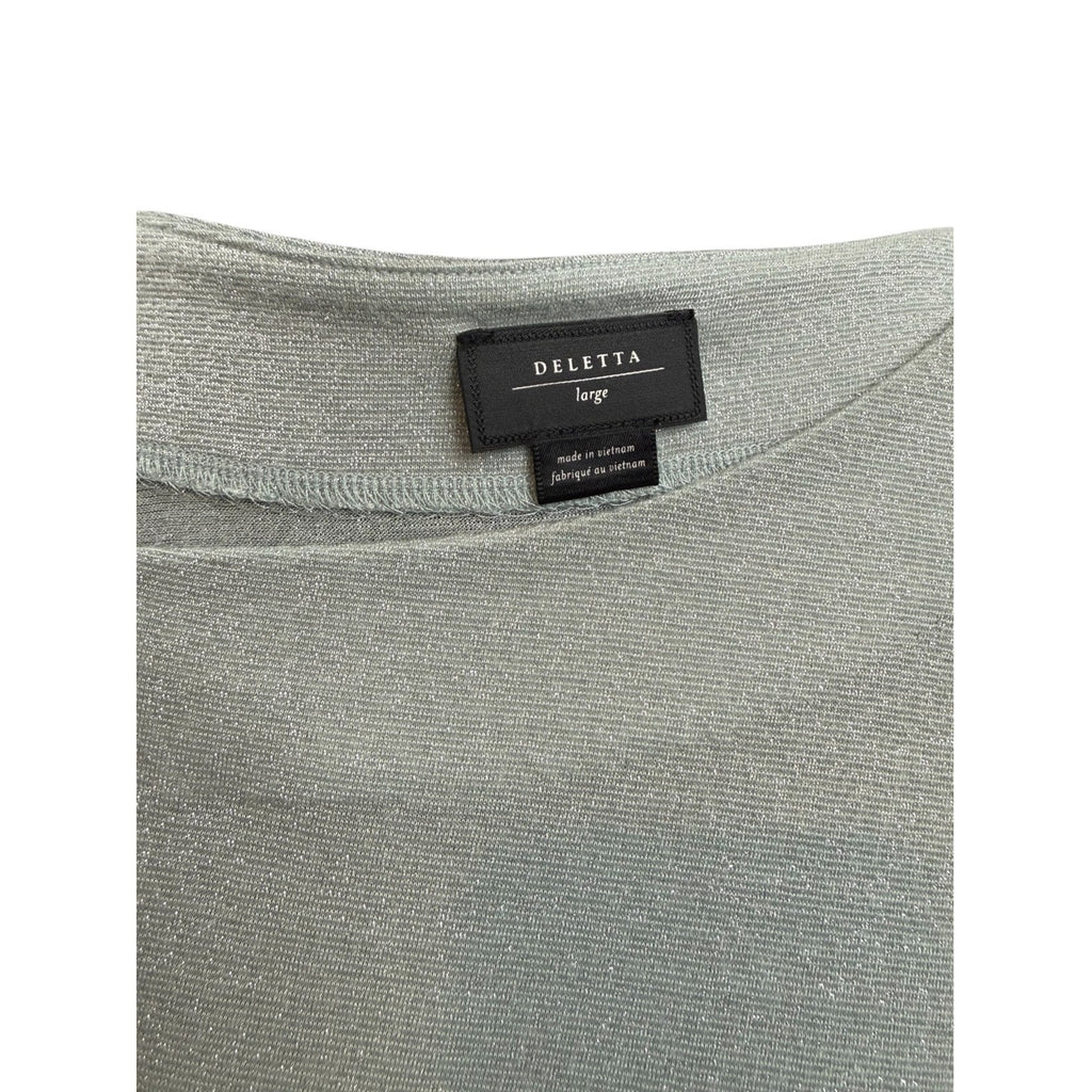 Womens Anthroplogie Deletta Shimmer Blue/Aqua Bow Shirt Size Large