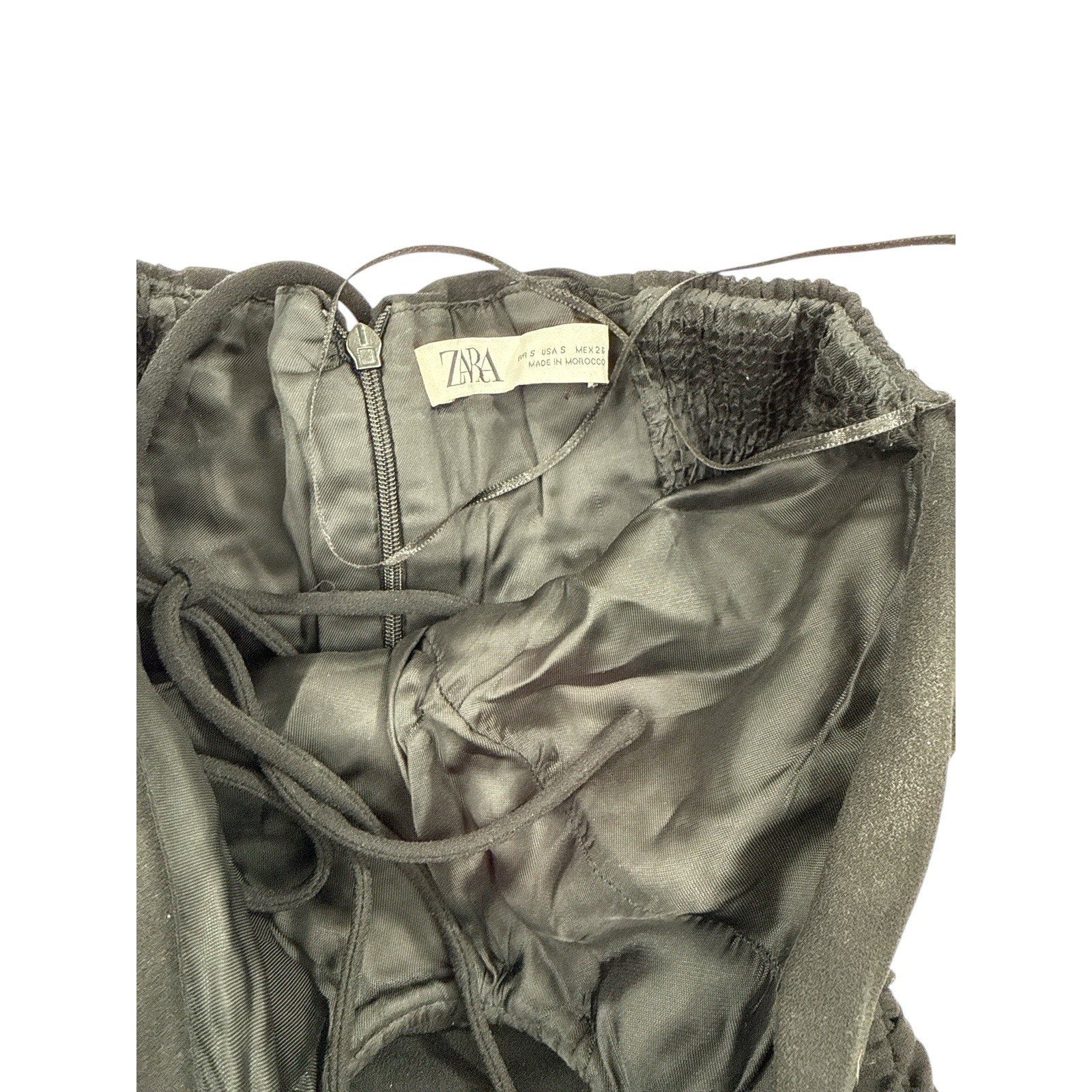 ZARA Black Ruffled Halter Mini Dress Size S