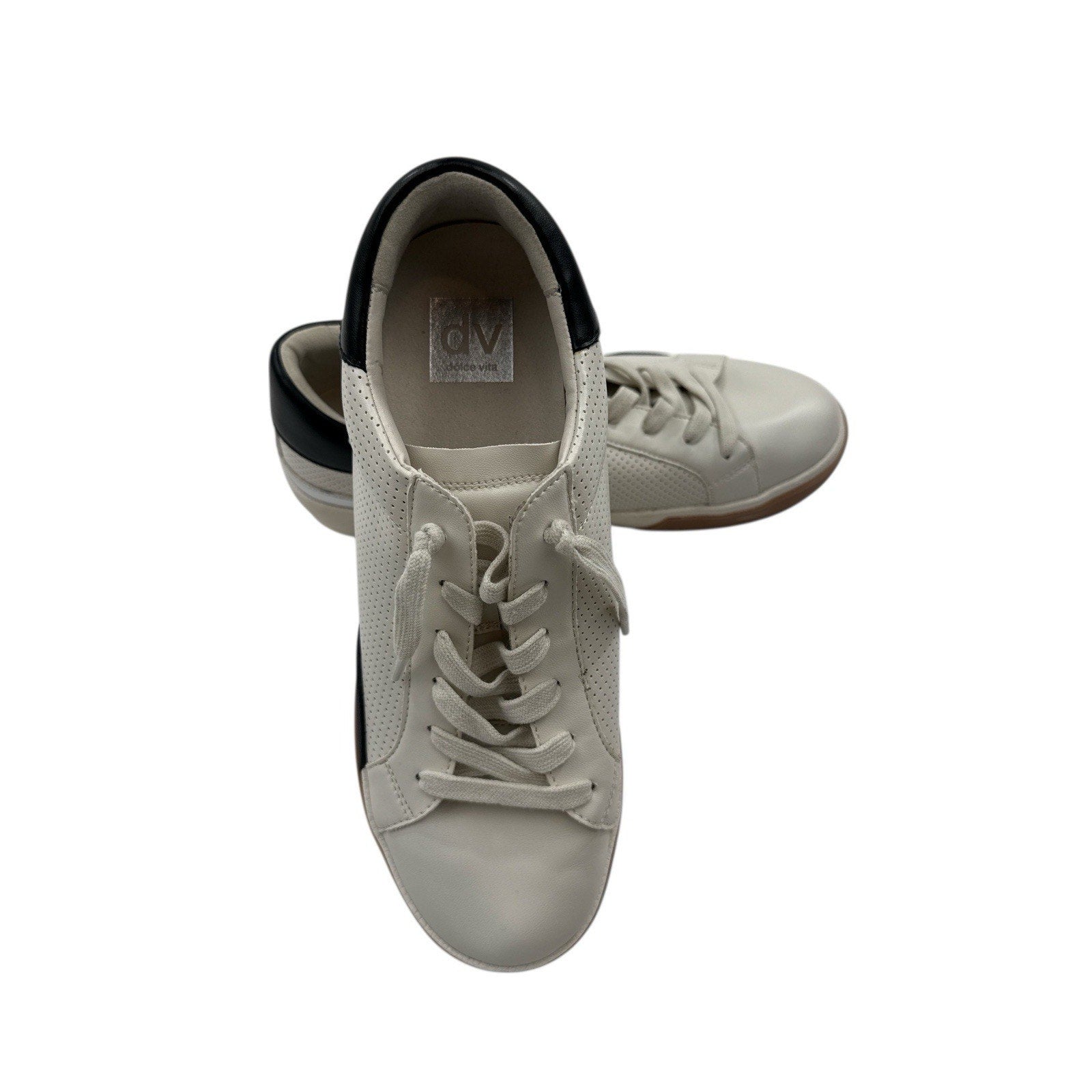 Dolce Vita Women’s Hillow Ivory And Black Sneakers S 9.5