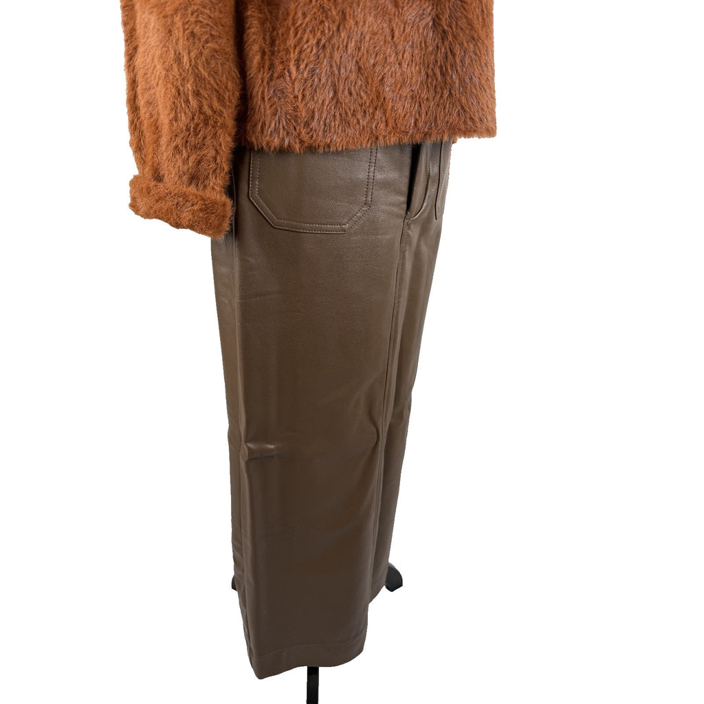 Maeve Anthropologie Colette Faux Leather Maxi Skirt Camel Brown Size XS