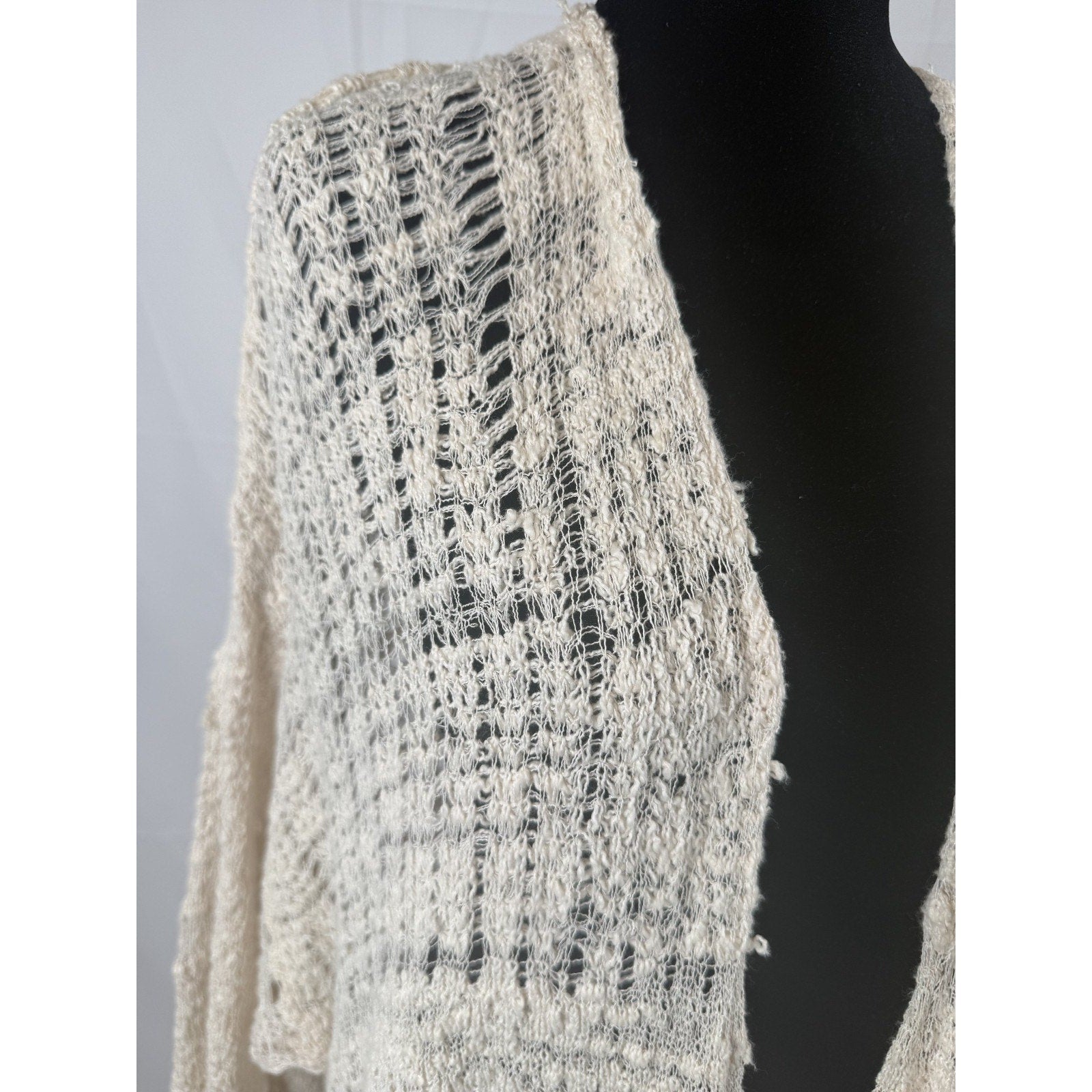 Free People Cream Ivory Knit Crochet Cardigan Size Small