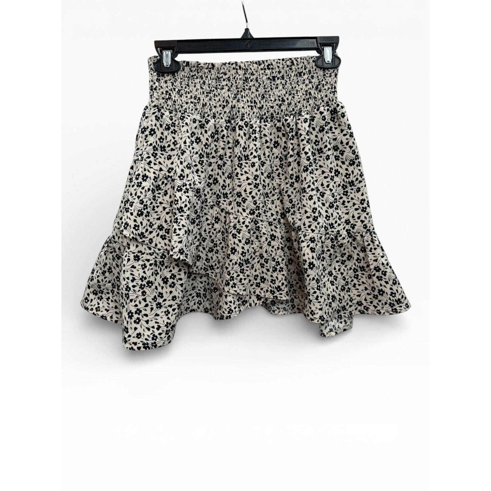 Altar’d State Black Ivory Smocked Floral Skirt M