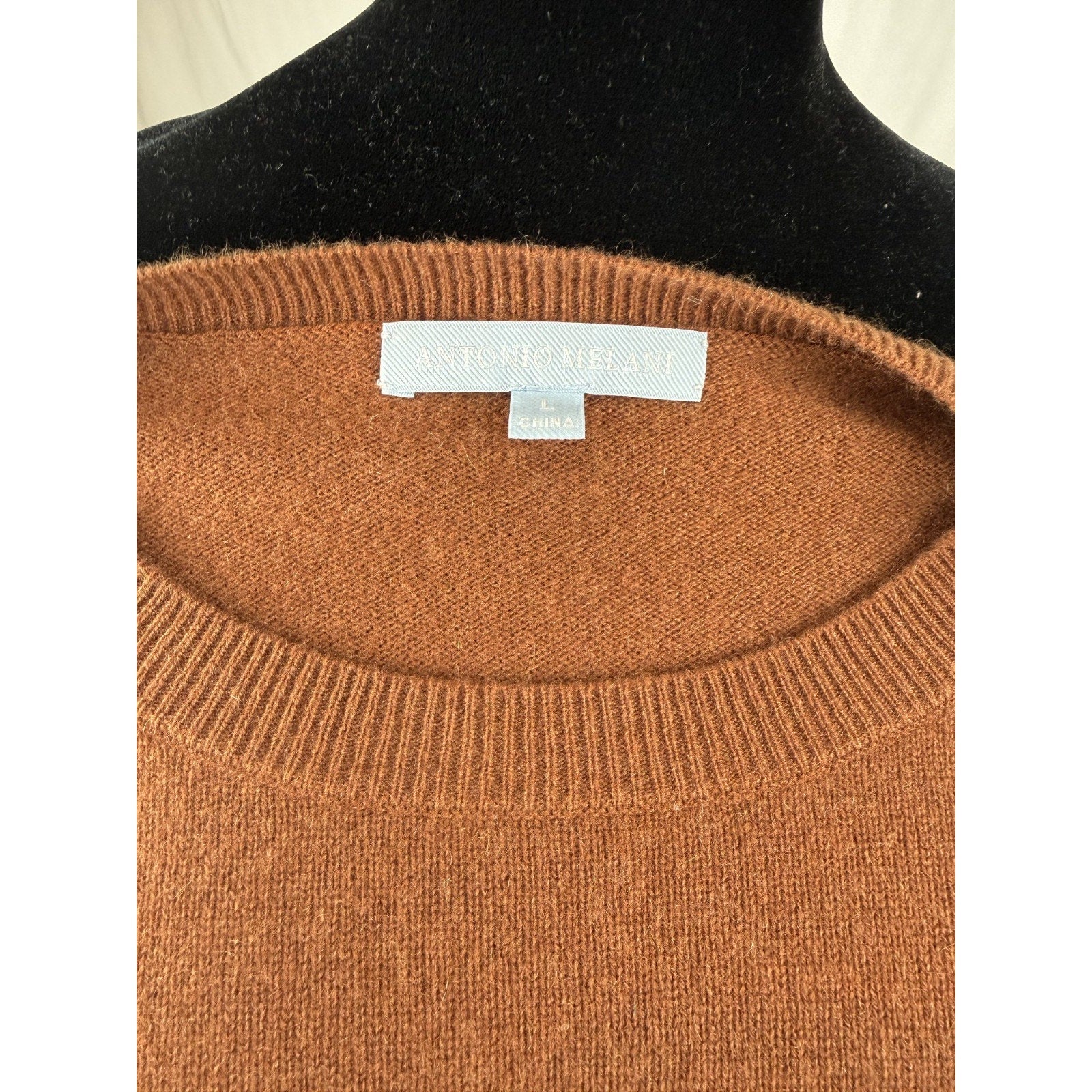 Womens Antonio Melani Brown Rust Cashmere Sweater Size L