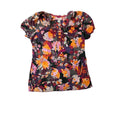 Koi by Kathy Peterson Floral Ruffle V-Neck Scrub Blouse Top Size Medium