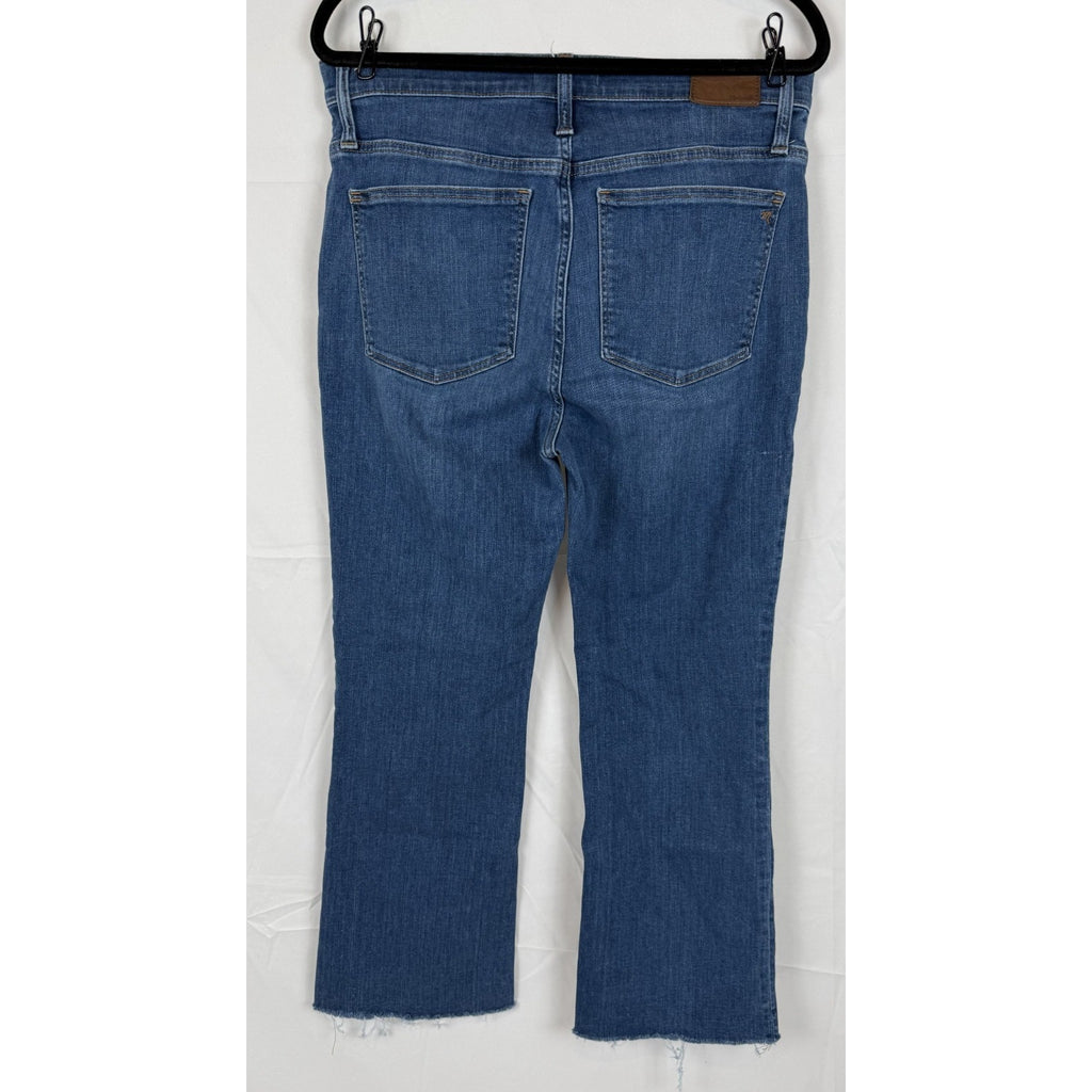 Madewell Denim Cali Demi Boot Cut High Rise Crop Jeans Raw Hem Size 31