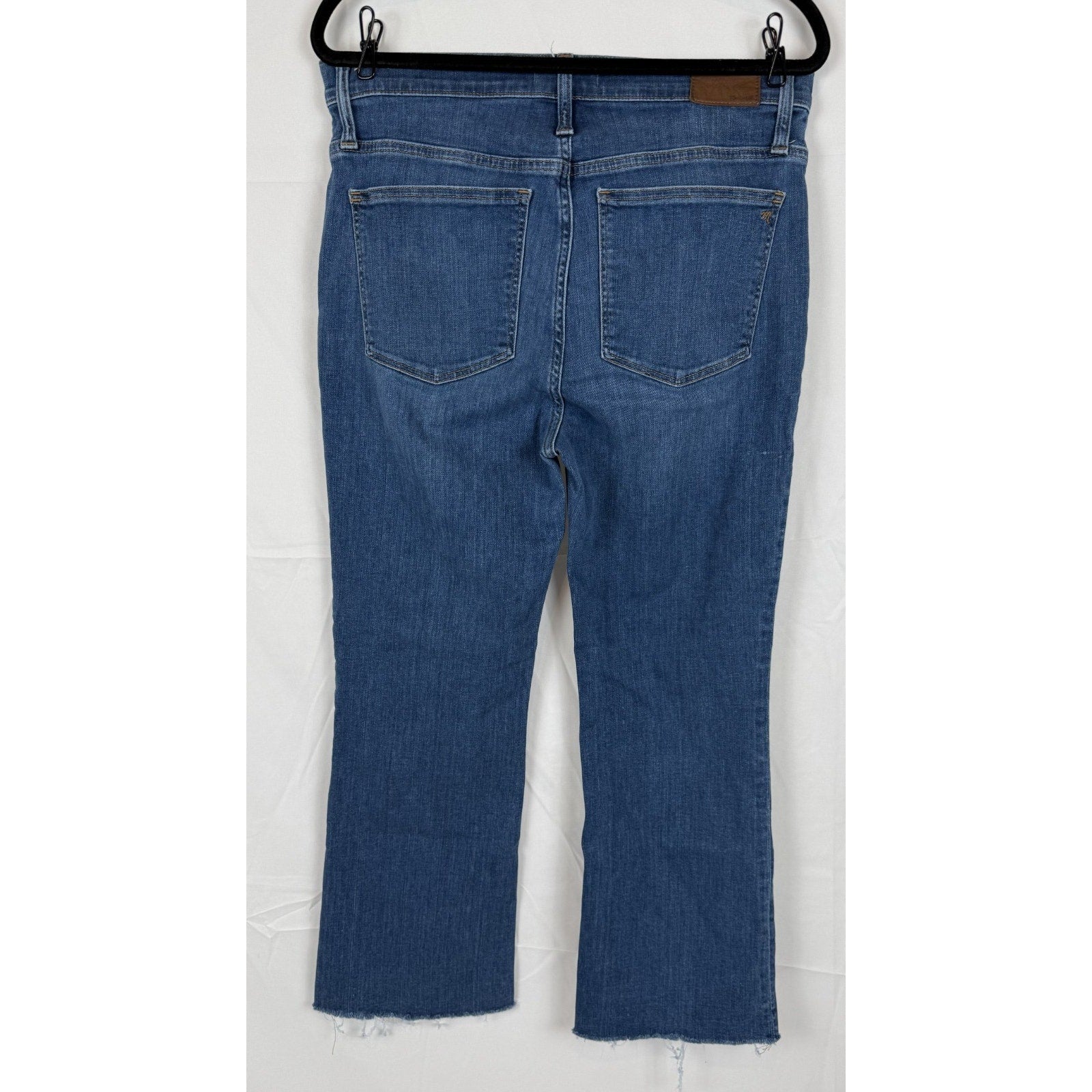 Madewell Denim Cali Demi Boot Cut High Rise Crop Jeans Raw Hem Size 31