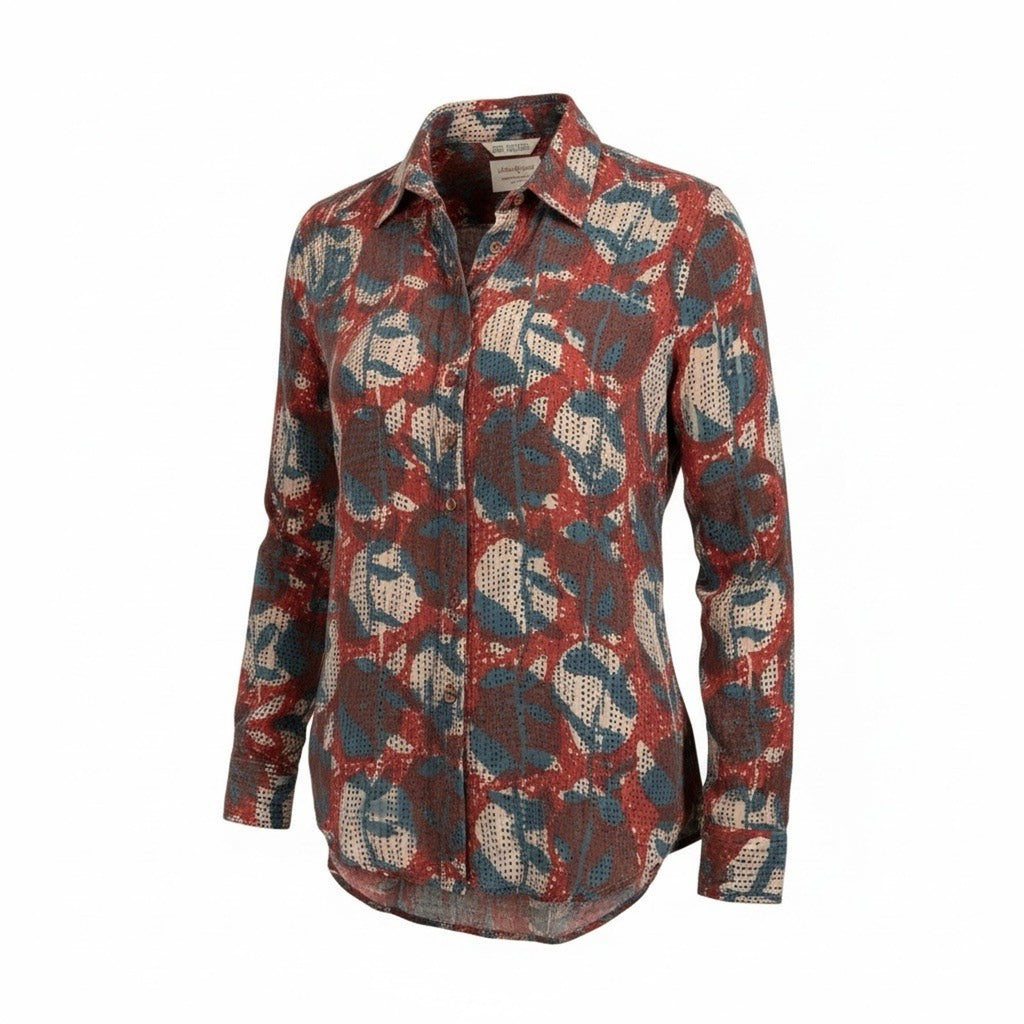 Anita Dongre Grassroot Handcrafted Floral Abstract Button Down Shirt Size S