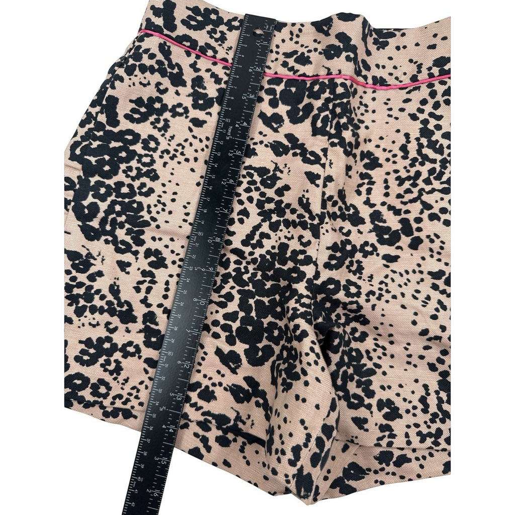 J.Crew High-Rise Linen Blend Leopard Print Trouser Shorts Size 0