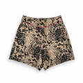 Bougiere Boutique tan and black leopard print linen blend shorts with pink piping detail. High-rise, size 0.