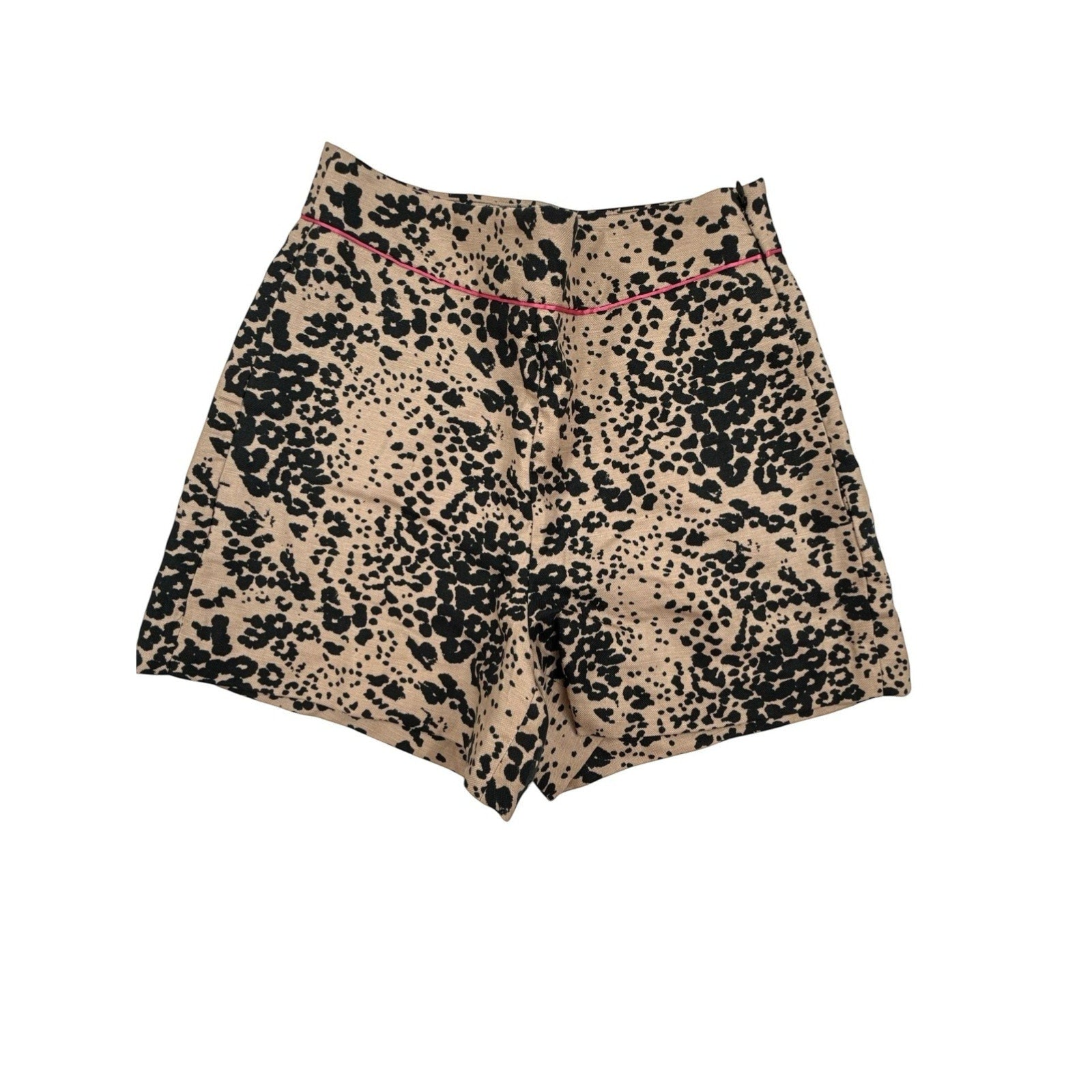 J.Crew High-Rise Linen Blend Leopard Print Trouser Shorts Size 0