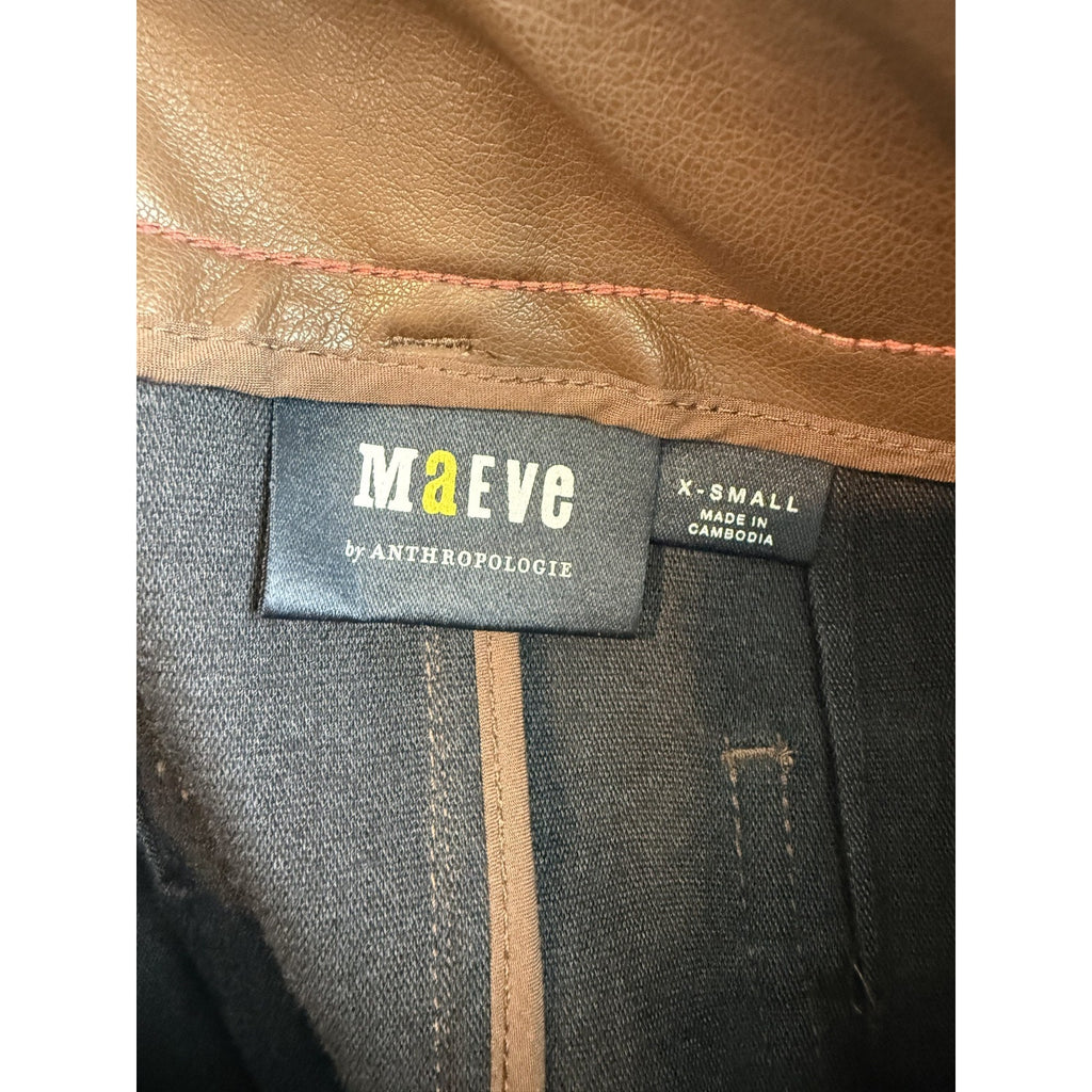 Maeve Anthropologie Colette Faux Leather Maxi Skirt Camel Brown Size XS