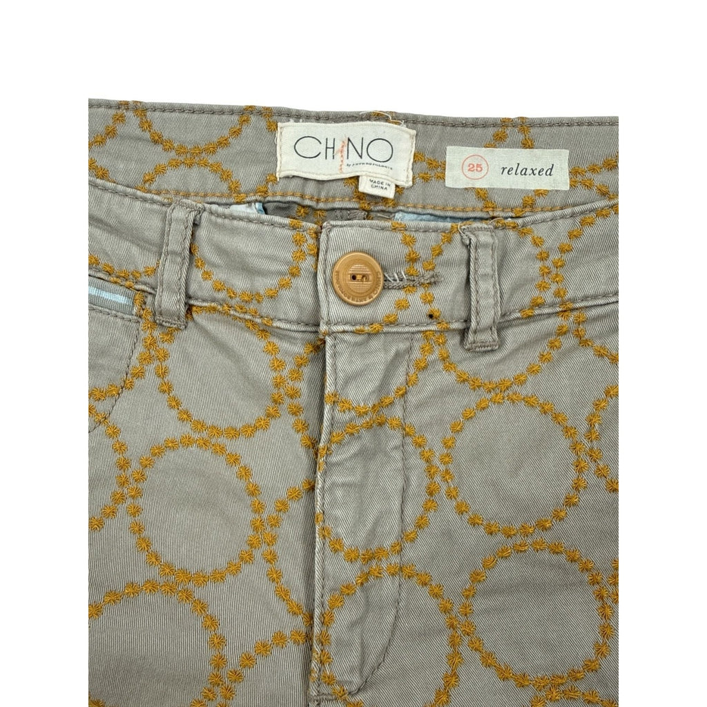 Chino by Anthropologie Relaxed Fit Circle Embroidered Pants Size 25