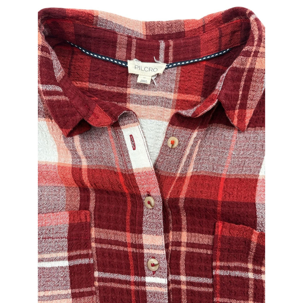 Pilcro by Anthropologie Red Plaid Button Down Flannel Shirt size M