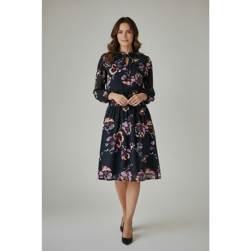J.Crew Women's Navy Floral print smocked-waist dress Size XS NWTs