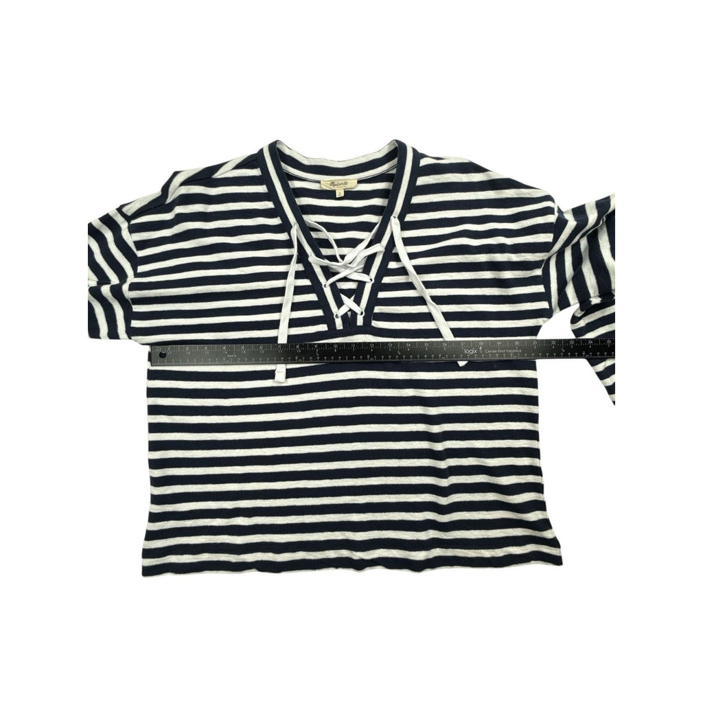 Madewell Lace-Up Long-Sleeve Tee in Stripe