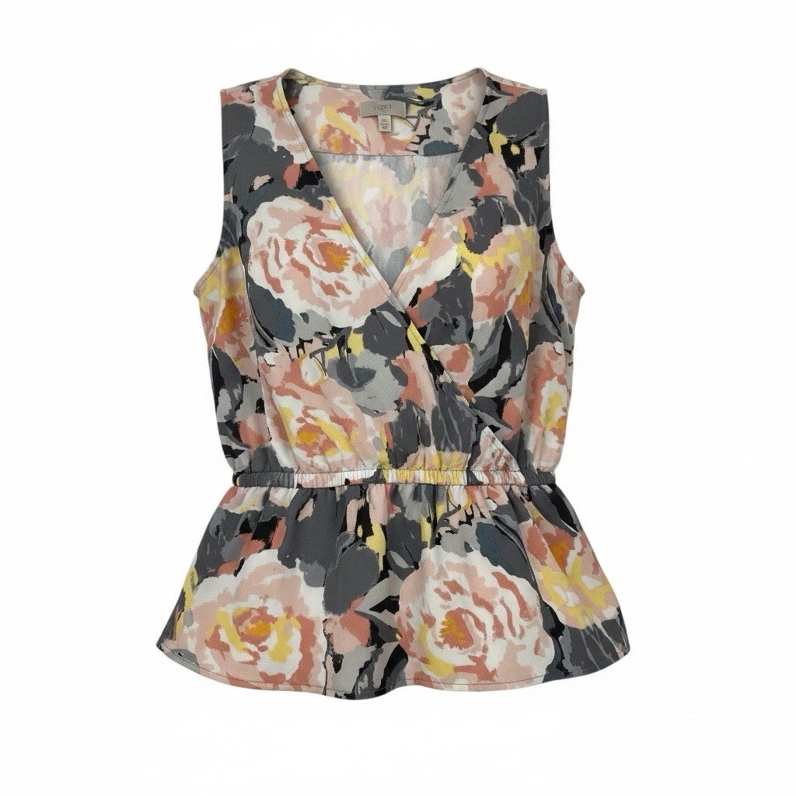 Ann Taylor 2 Piece Outfit Floral Blouse Size L & Gray Skirt Skirt Size 8