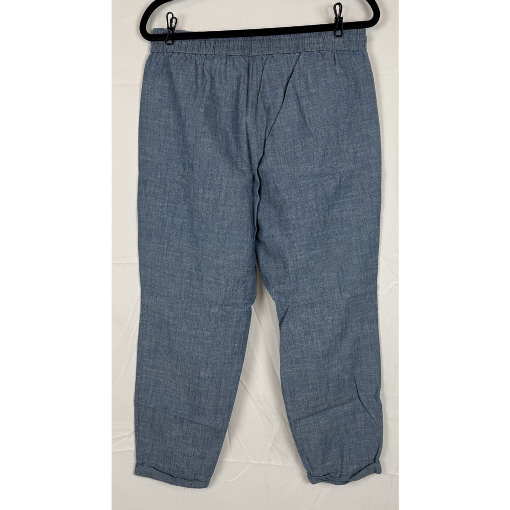 J.Crew Womens Seaside Chambray Drawstring Pants Size 10 Blue Tapered Cuffed