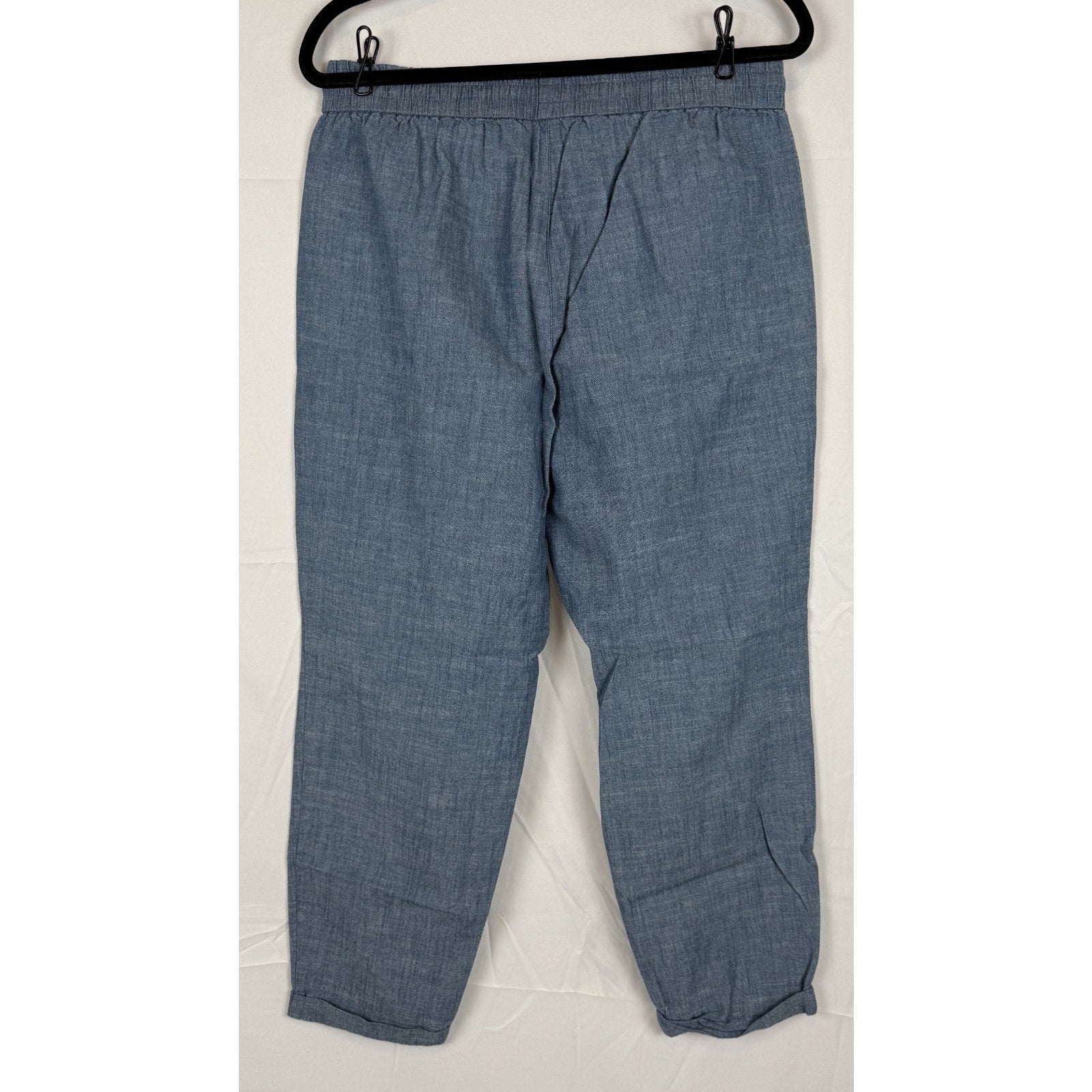 J.Crew Womens Seaside Chambray Drawstring Pants Size 10 Blue Tapered Cuffed