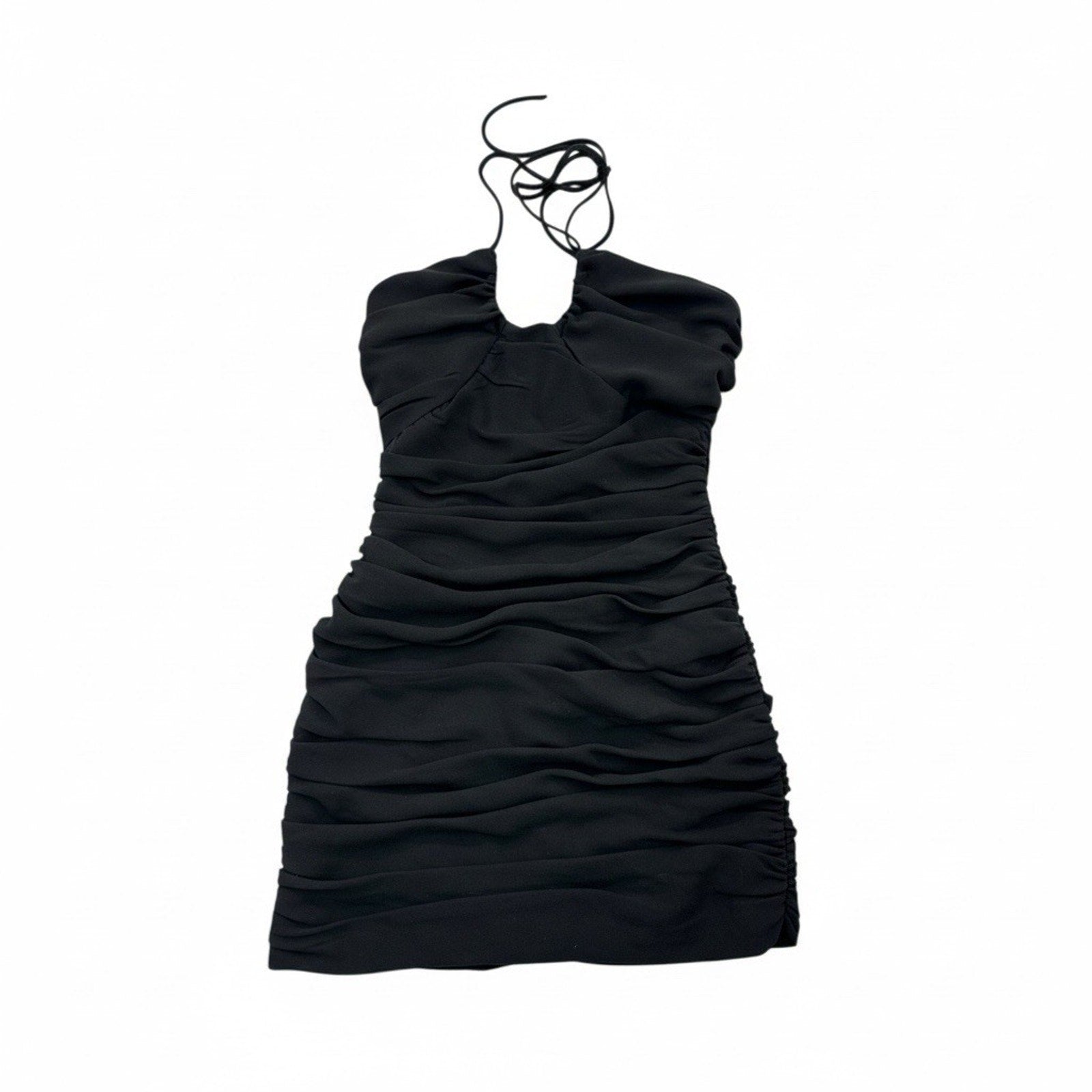 ZARA Black Ruffled Halter Mini Dress Size S