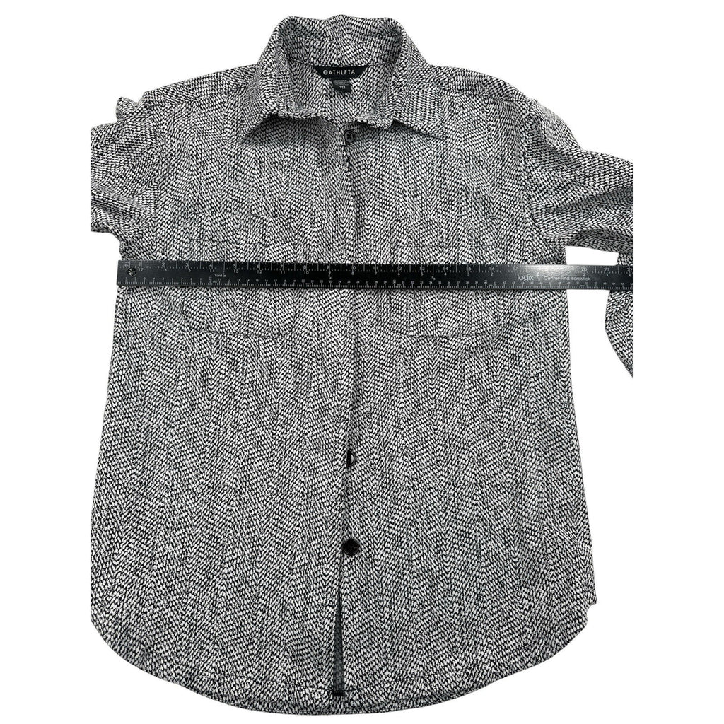 Athleta Textured Shirt Jacket Button Up in Braiden Black White Size XXS