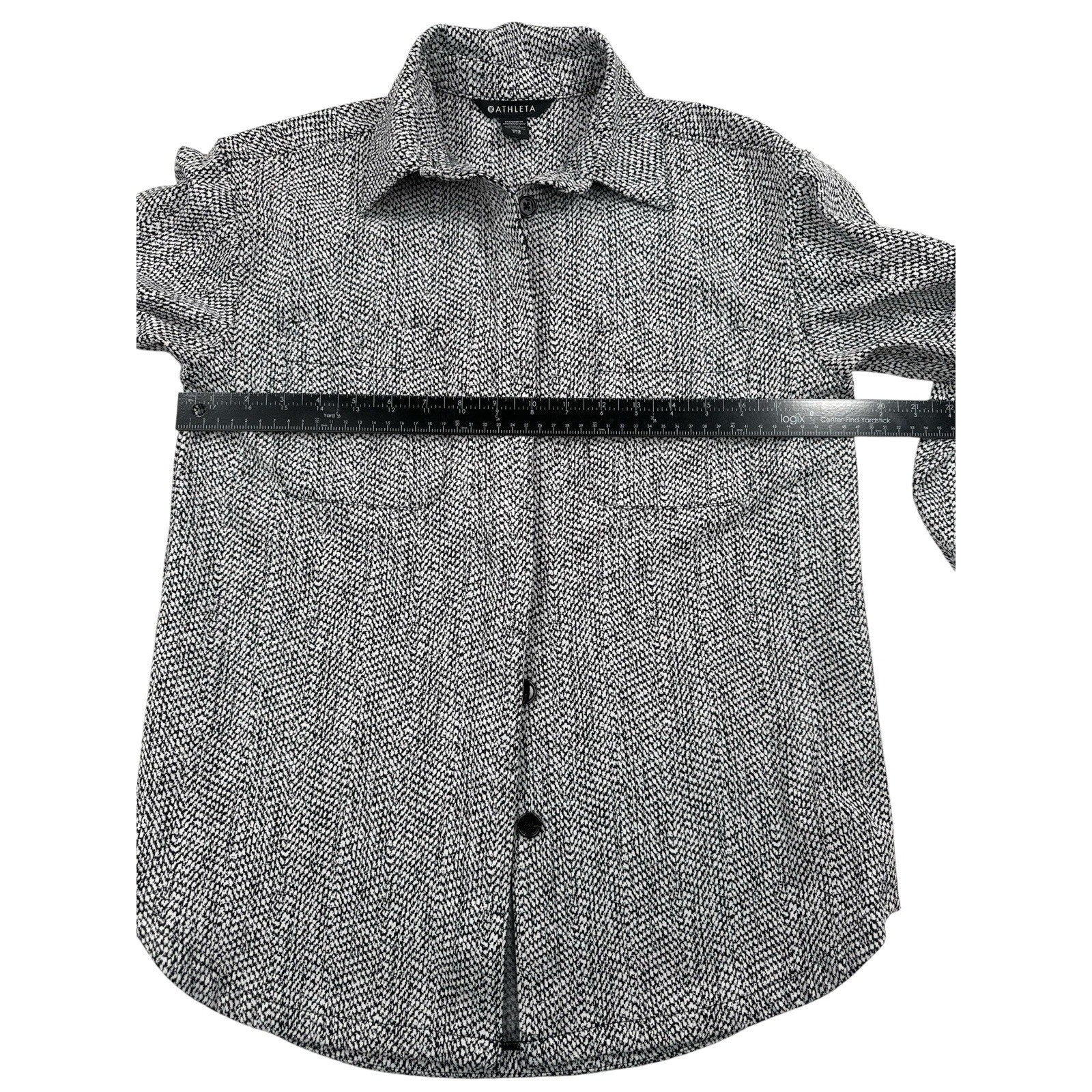 Athleta Textured Shirt Jacket Button Up in Braiden Black White Size XXS