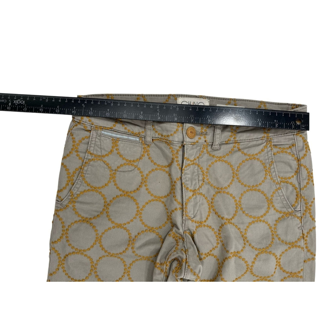 Chino by Anthropologie Relaxed Fit Circle Embroidered Pants Size 25