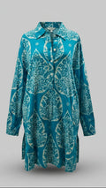 LIVRO Polly Mini Dress Blue Blossoms A-Line Shirt Dress