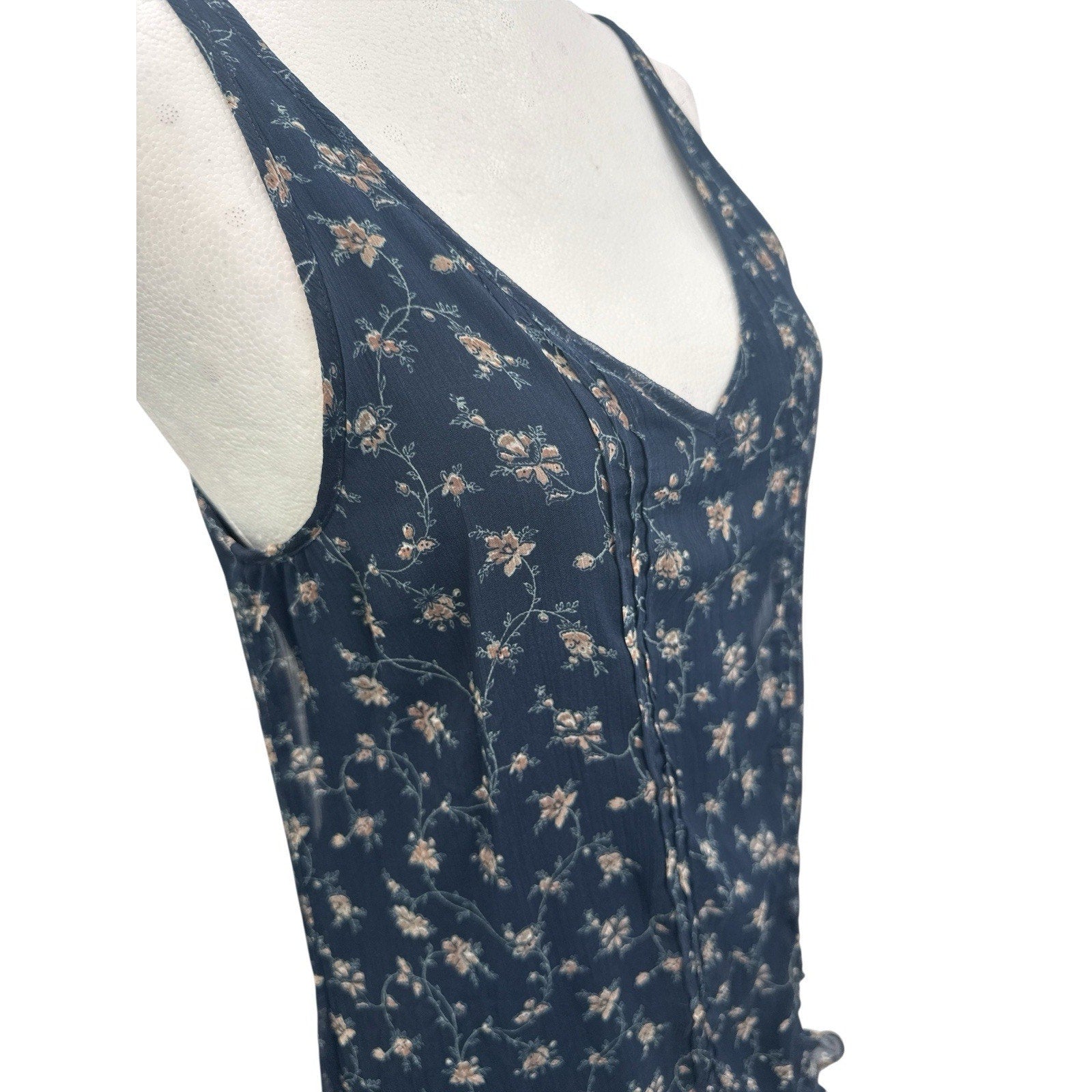 Abercrombie & Fitch Navy Floral Ruffle Hem Babydoll Mini Dress Size S