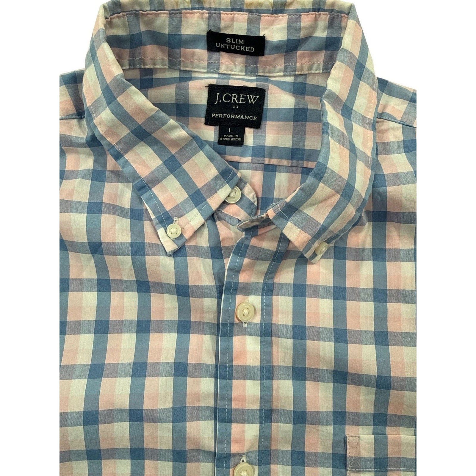 J.Crew Performance Slim Untucked Fit Plaid Button Down Shirt L