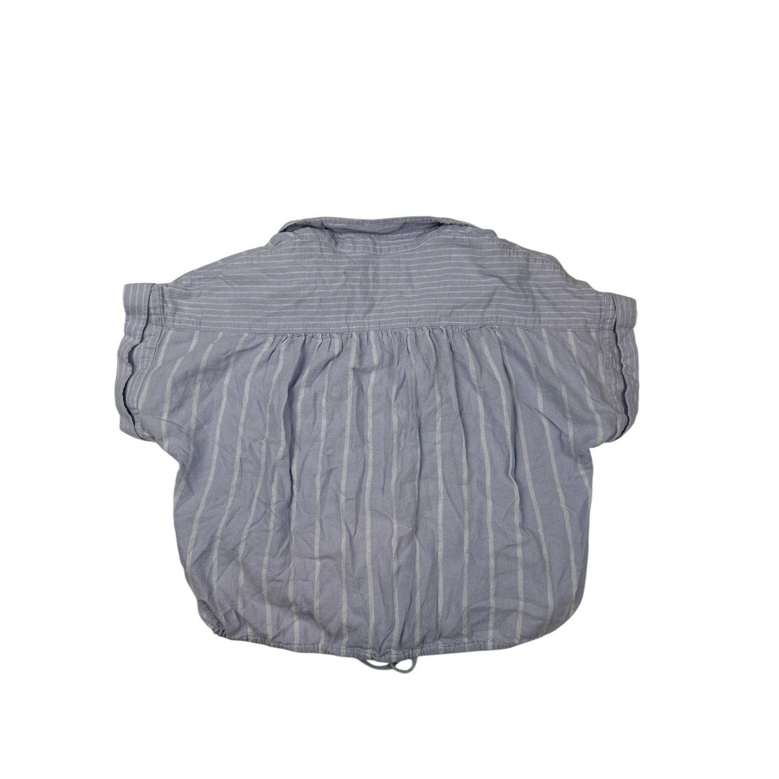 Madewell Linen-Blend Button-Up Drawstring Shirt in Stripe Distant Lavender S