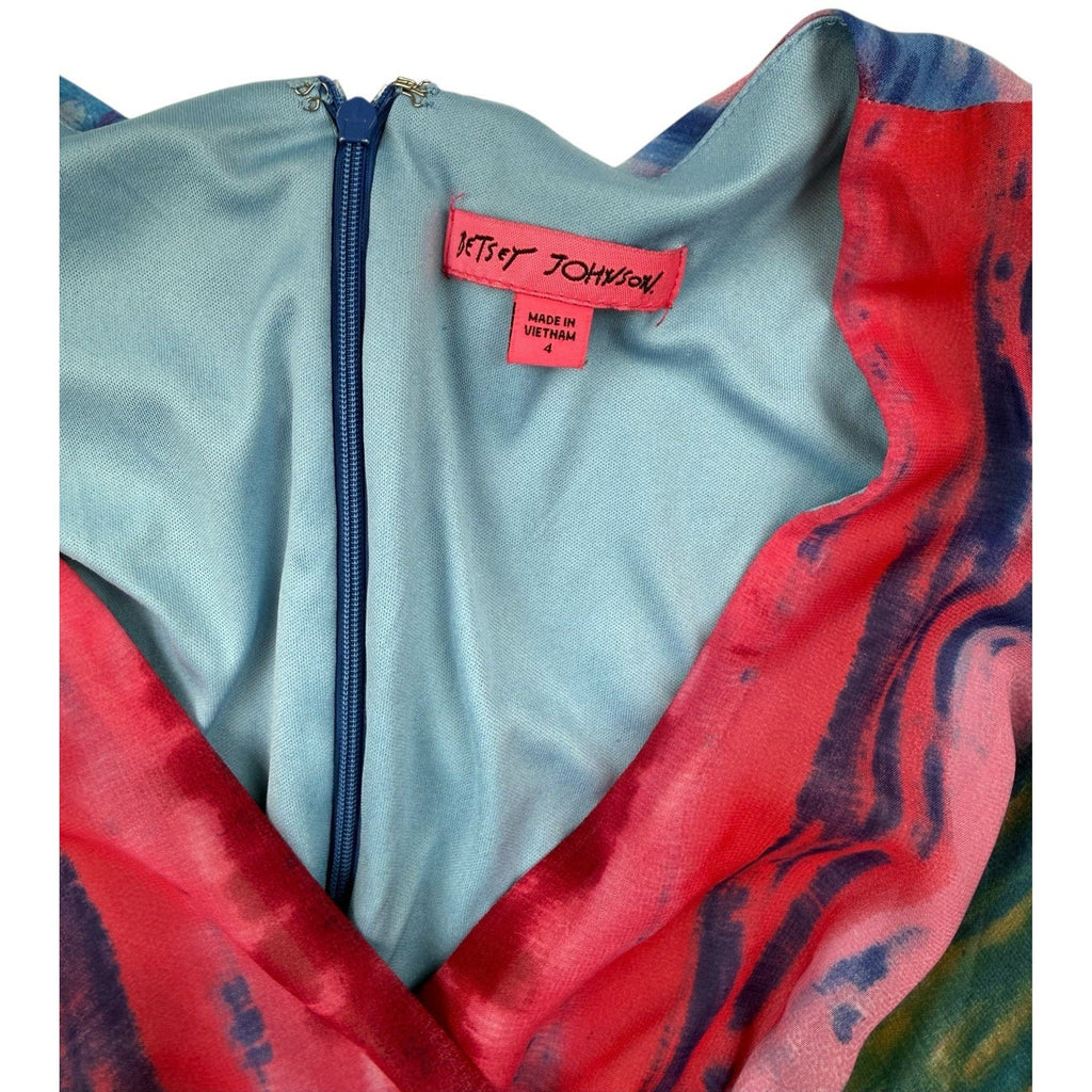 Betsey Johnson Tie Dye Boho BAMBI Empire Waist Bell Sleeves Dress Size 4