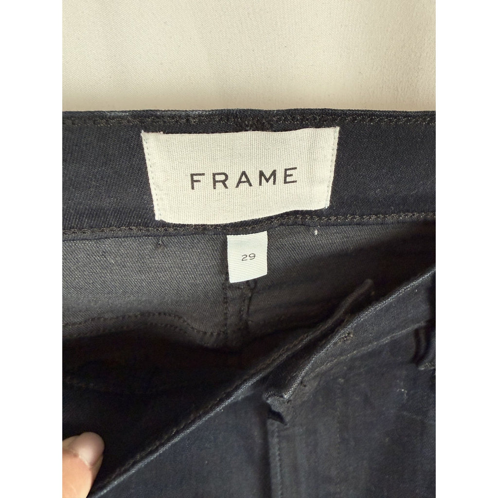 Frame Le High Skinny Denim Women's Black Jeans Raw hem. Size 29