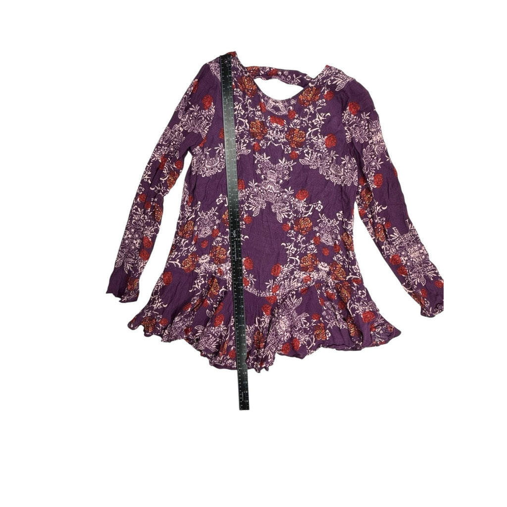 Free People Smooth Talker Floral Plumberry Combo Tunic Mini Dress M